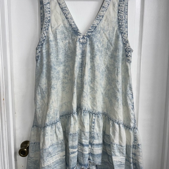 Free People Sky Blue Denim V-Neck Dress - Picture 2 of 7